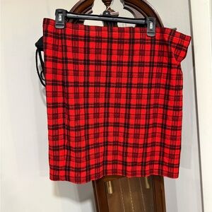 SHEIN Red and Black Plaid Mini Skirt